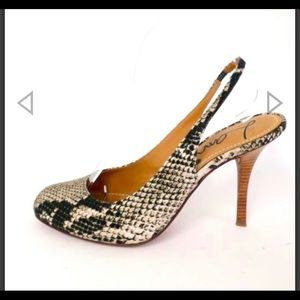 SNAKE SKIN FABRIC LANVIN SLINGBACK HEELS Sz 39